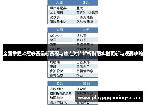 全面掌握欧冠联赛最新赛程与焦点对阵解析指南实时更新与观赛攻略